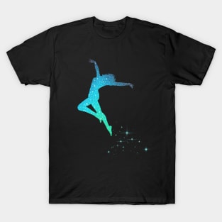 Leaping for Joy - Glitter Dancer - Blue Stars T-Shirt